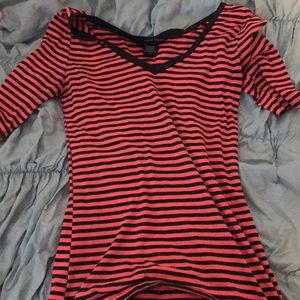 Hot pink and grey v neck tee shirt